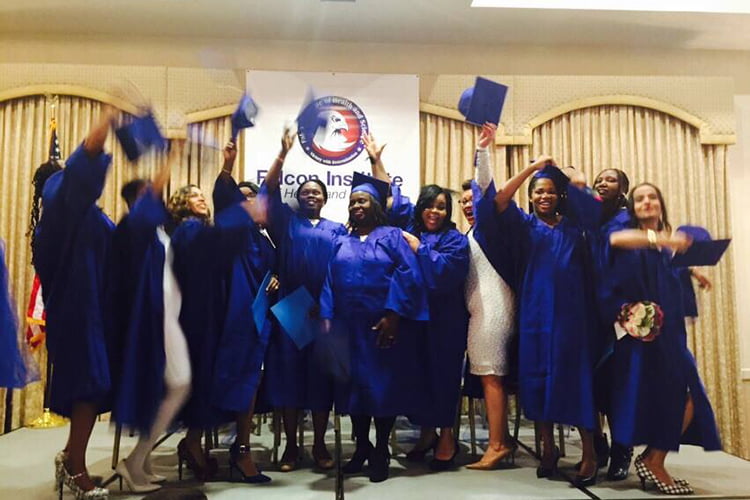 Falcon Institute healthcare graduates celebrating their successful completion of nursing programs